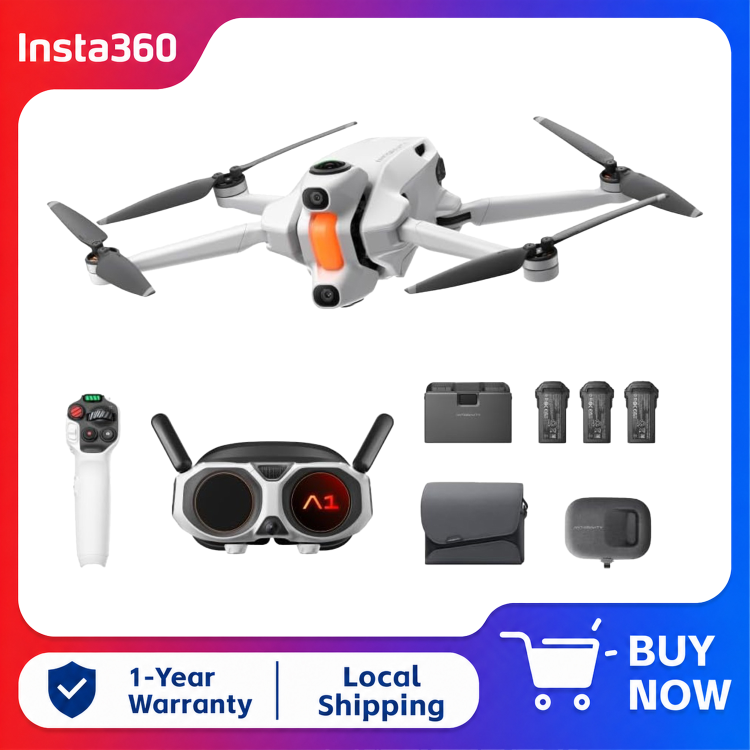 Drone Gimbal For Insta360 - Ensemble Insta360 Antigravity A1 Explorer (3