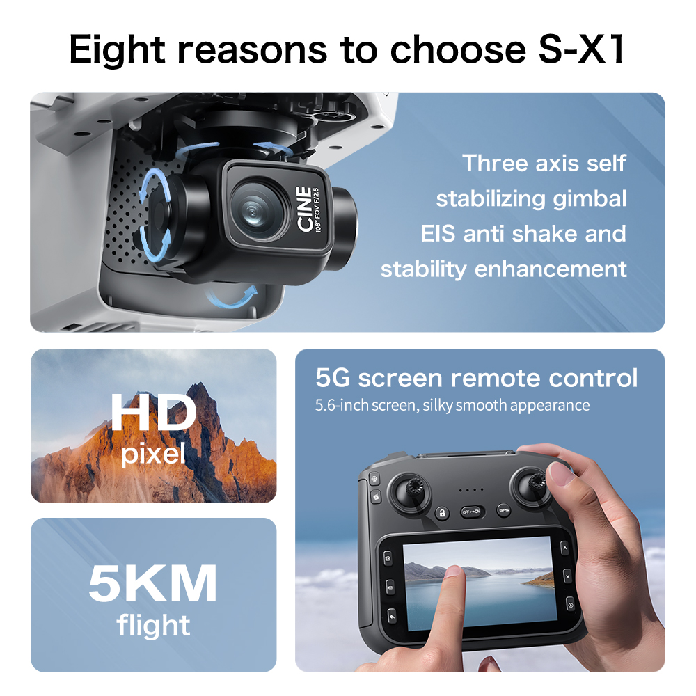 Drone Aérien Pliable S-X1 GPS  - Drone Gimbal 3 Axis avis et prix